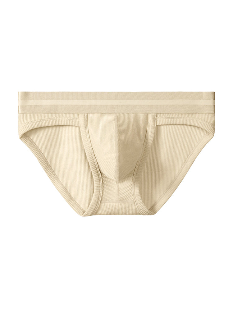 独立した内ポケット付きメンズワッフルコットンスプリットブリーフ2枚組