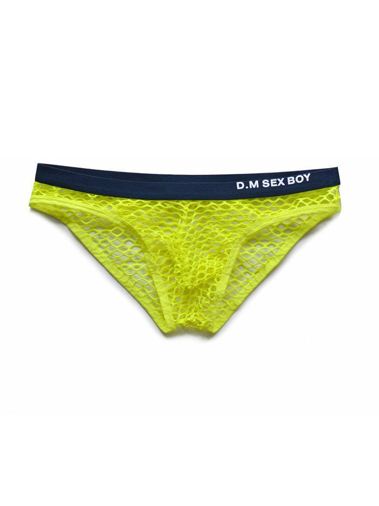 メンズ ローウエスト セクシー ビッグメッシュ 通気性 透明 スポーツブリーフ 3枚組