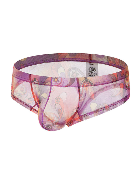 4-pack Men's Lace Print Sheer Mesh Bohemian Boxer Briefs