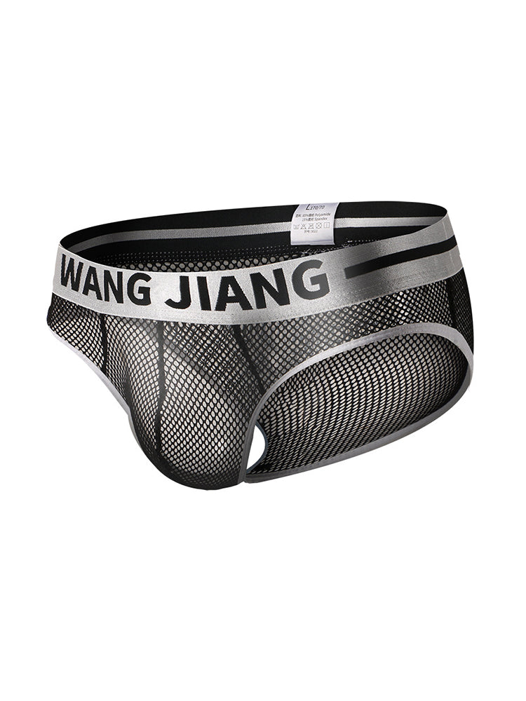 2 Pack Men's Sexy Mesh Sheer Briefs with U-Shaped Pocket