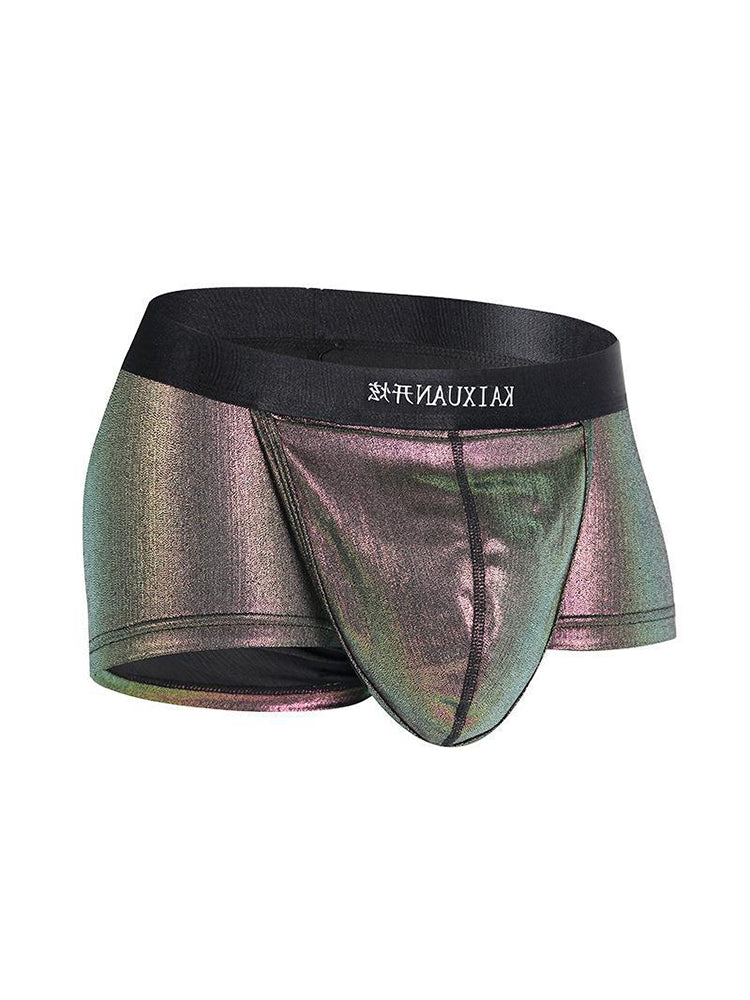 Men's Metallic Glossy Big Pouch Boxer with Fly