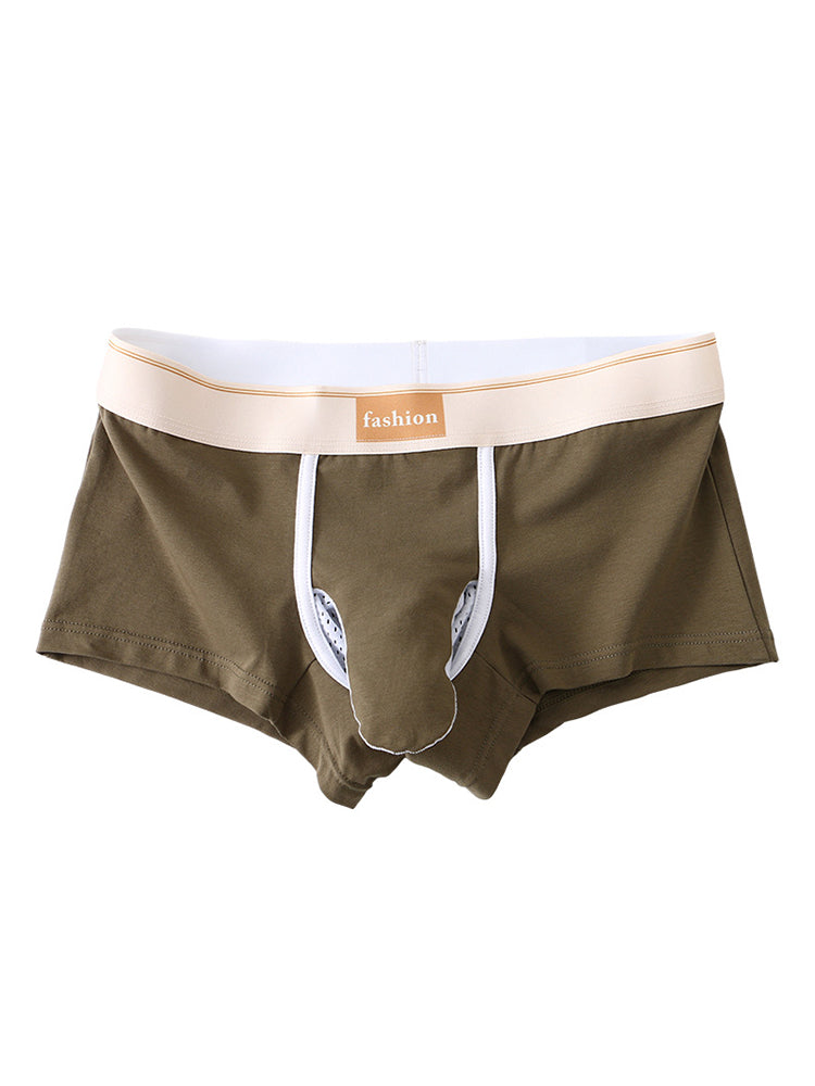 3 Pack Men's Elephant Trunks Gun and Bullet Separation Solid Color Cotton Sexy Boxer Briefs