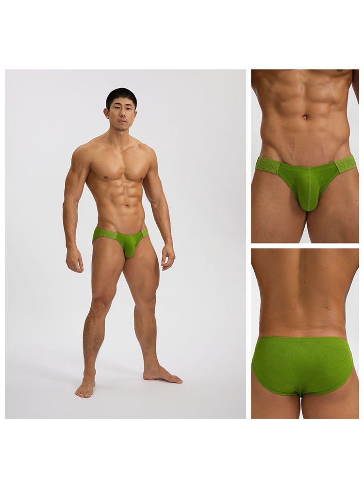 2 Pack Men's Solid Color Low Rise Sweat-Absorbent Large U-Shaped Small Pocket Briefs