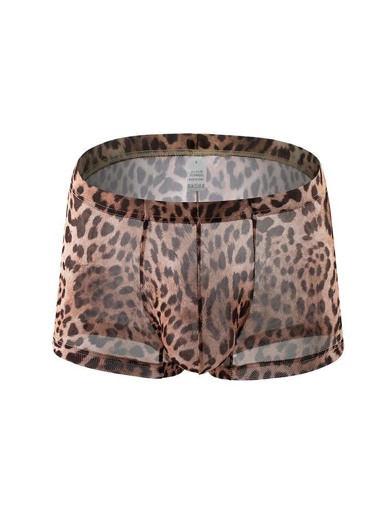 4 Pack Leopard Print See-through Mesh Trunks