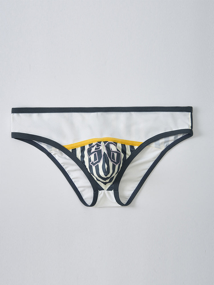 Men's Spliced Striped Mesh Pouch Briefs