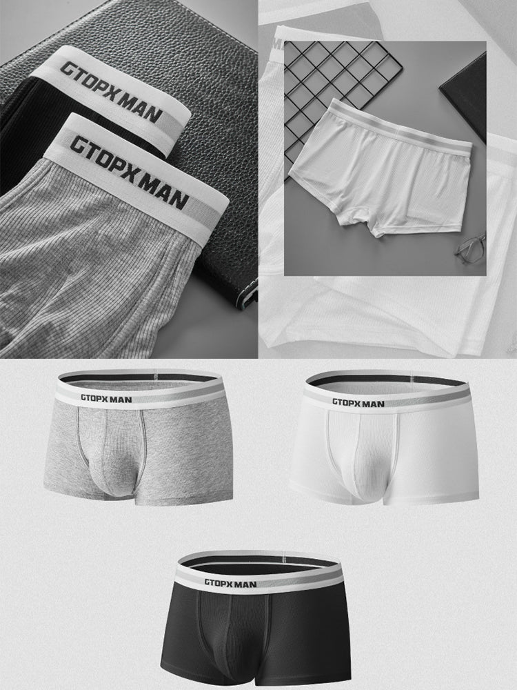 2-Pack Men's Threaded Large Pouch U-convex Sweat-absorbent Breathable Thin Sports Boxer Pants