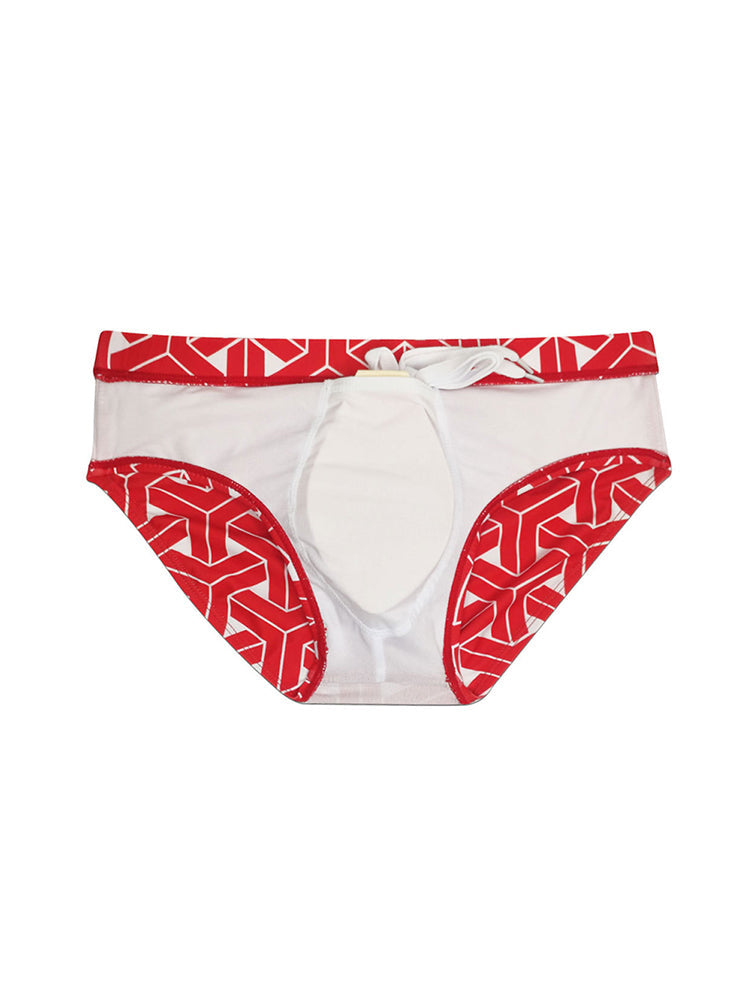 Men's 3D Pouch Printed Fitness Swim Brief