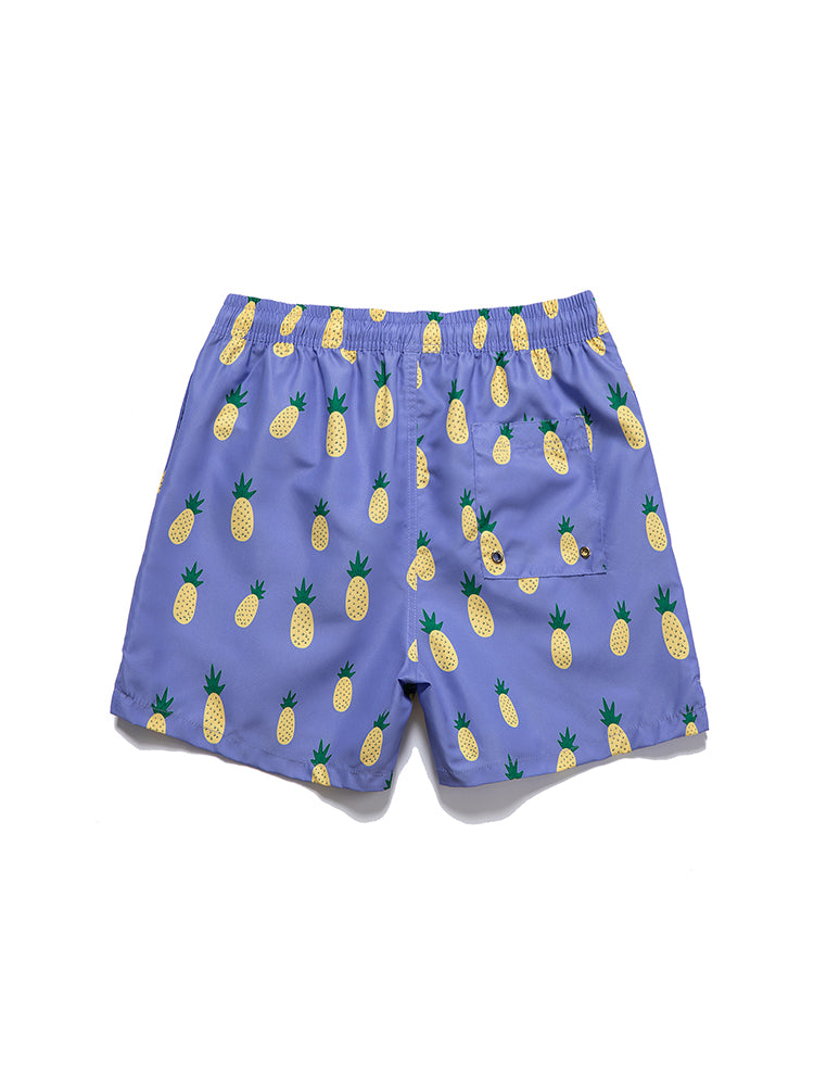Men's Striped Print Drawstring Board Shorts