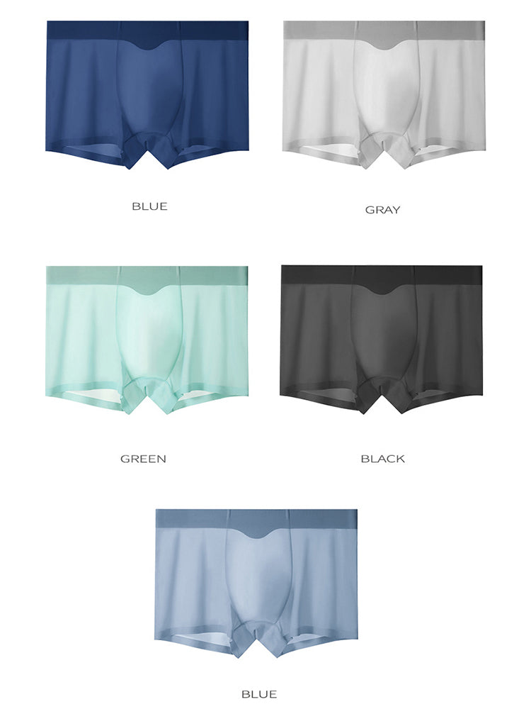 3-pack Men's Ice Silk Sexy 3D Stamped Pouch Boxer Briefs