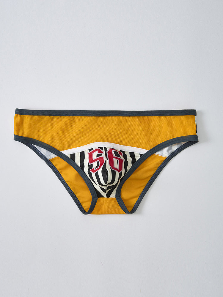 Men's Spliced Striped Mesh Pouch Briefs