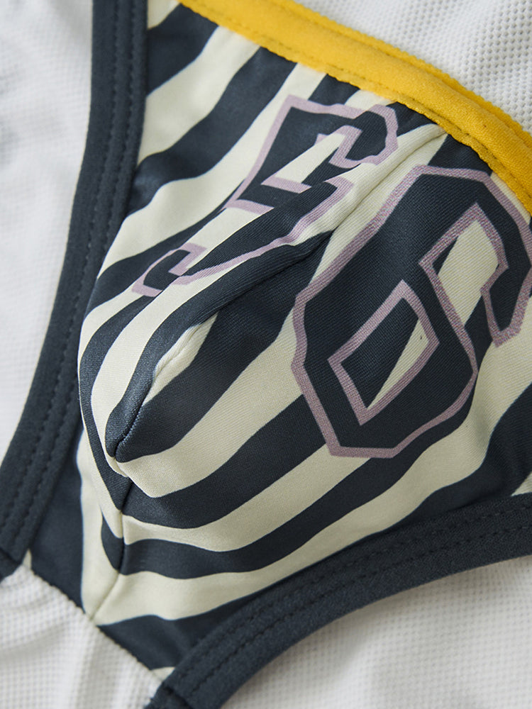 Men's Spliced Striped Mesh Pouch Briefs