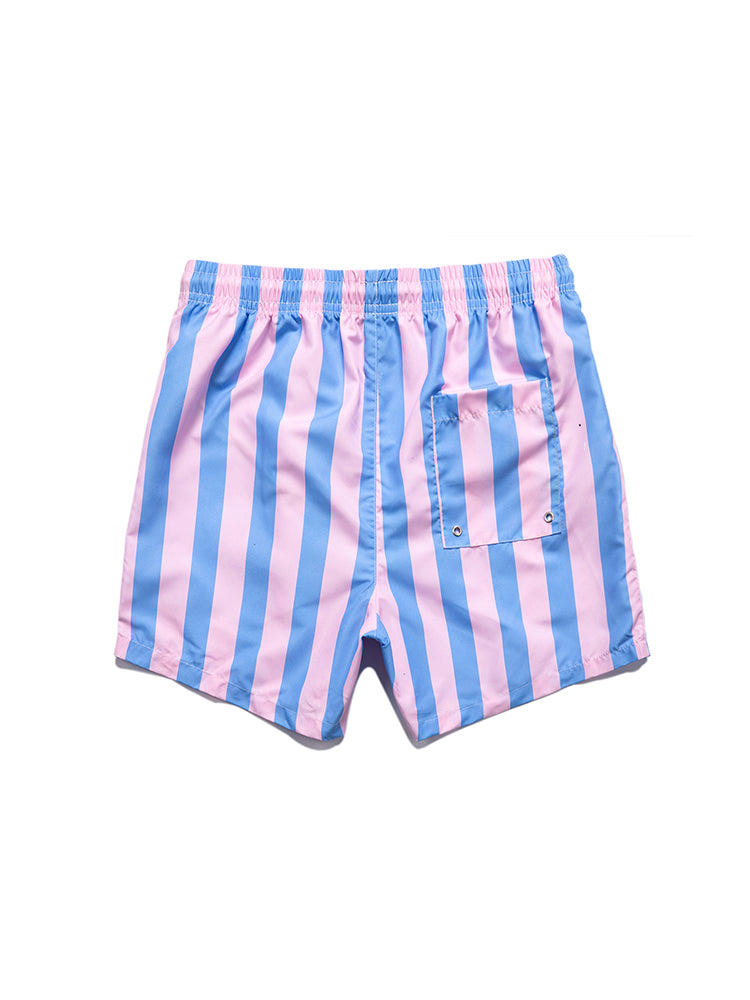 Men's Striped Print Drawstring Board Shorts
