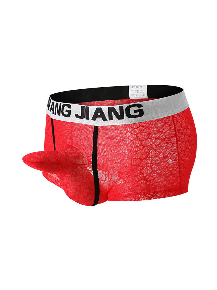 2 Pack Men's Ice Silk Lace Solid Sexy Trunks