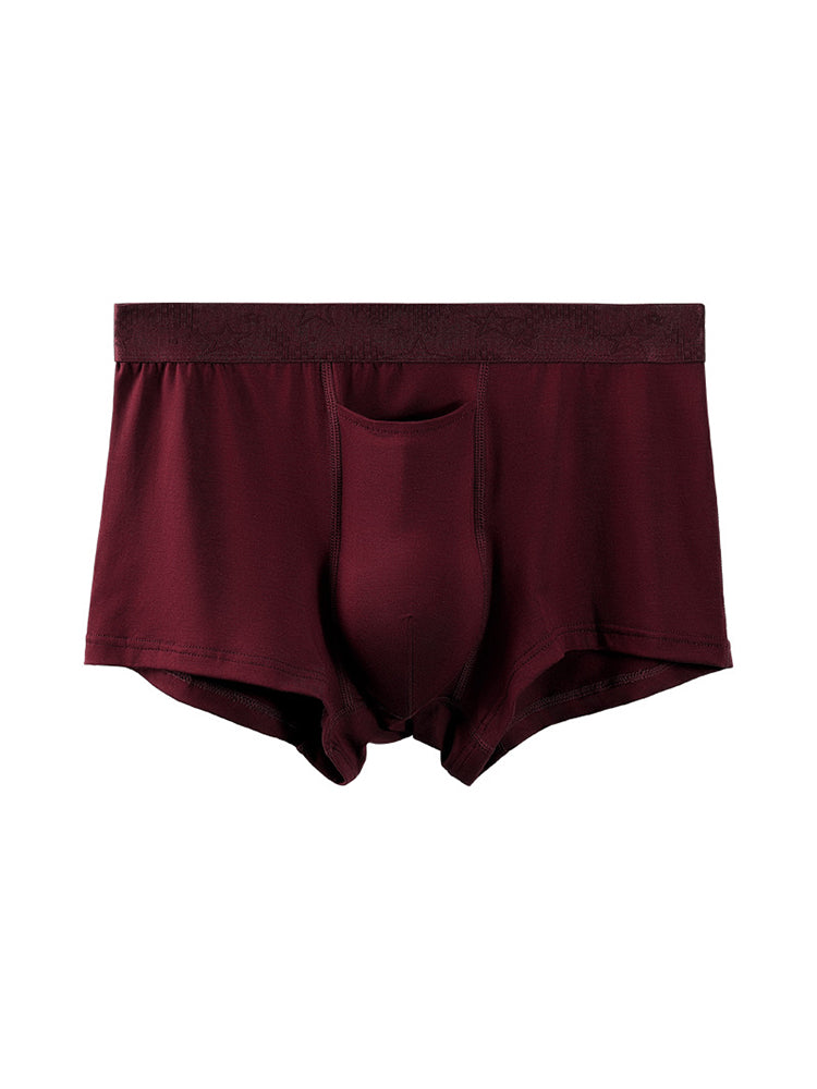 4 Pack Men's Solid Color Separation Pouch Style Separated Breathable Rayon Trunks