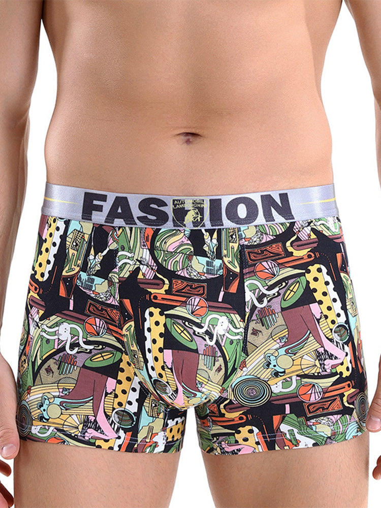 3 Pack Men's Cartoon Modal Printed Briefs And Trunks