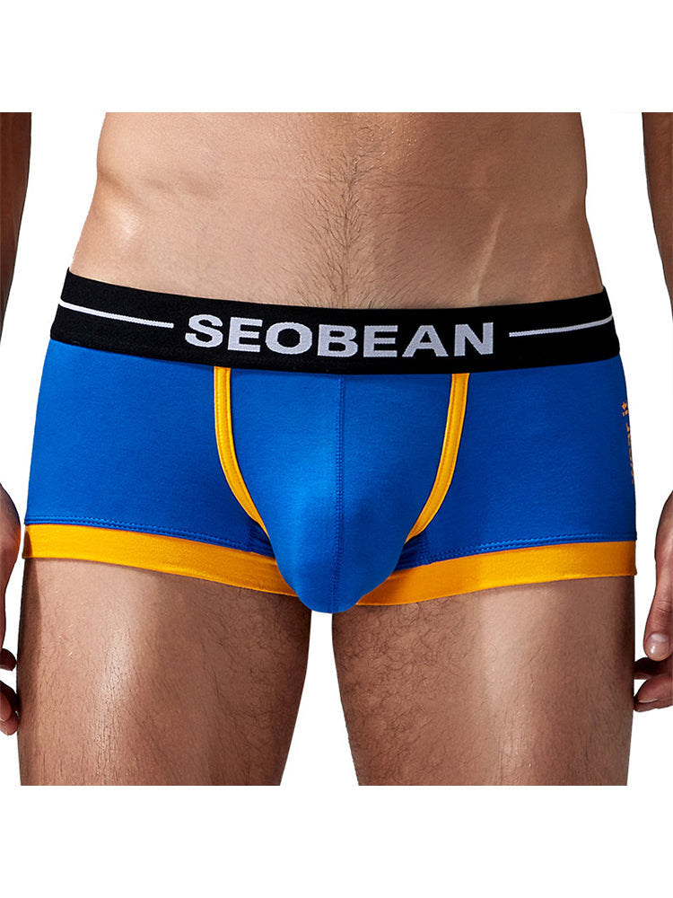 2 Pack Men's Stretch Cotton Breathable Colourway Contrast Trunks