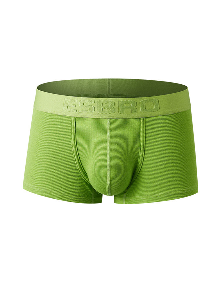 2 Pack Men's Single-Layer U-Pouch Ribbed Sweat-Absorbing Breathable Trunks