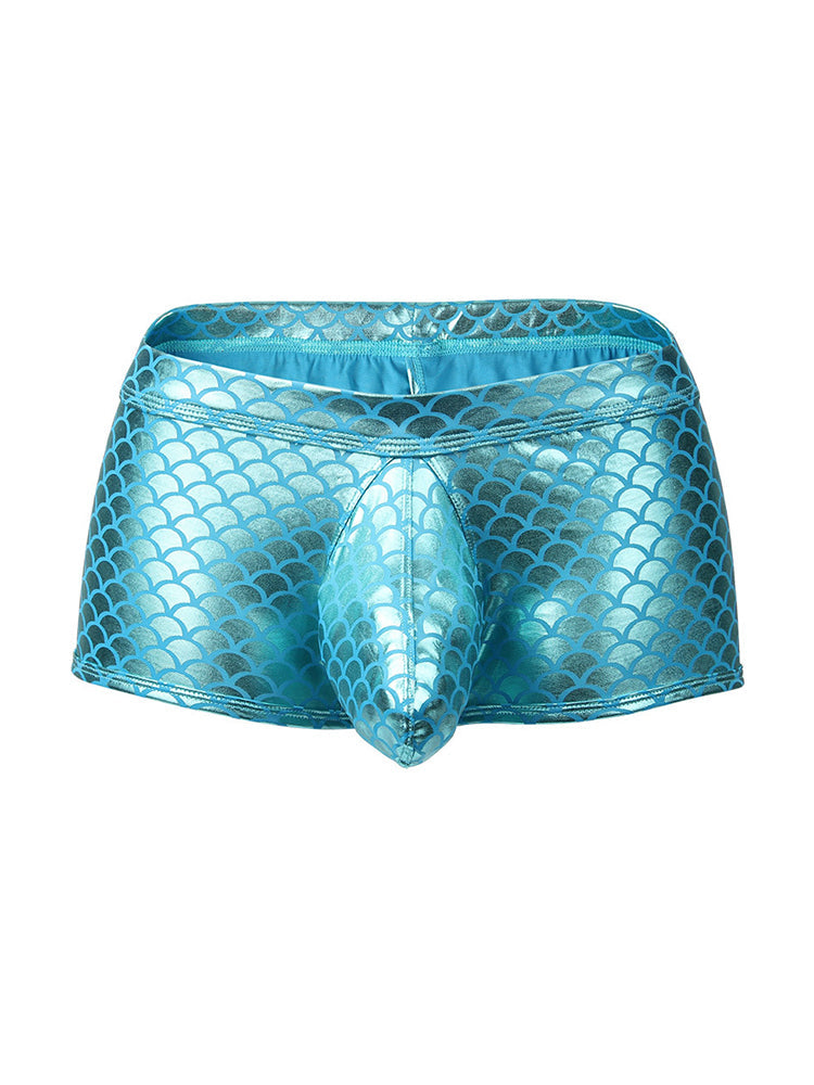 2-pack Men's Fish Scale Sexy Big Pouch Boxer Briefs