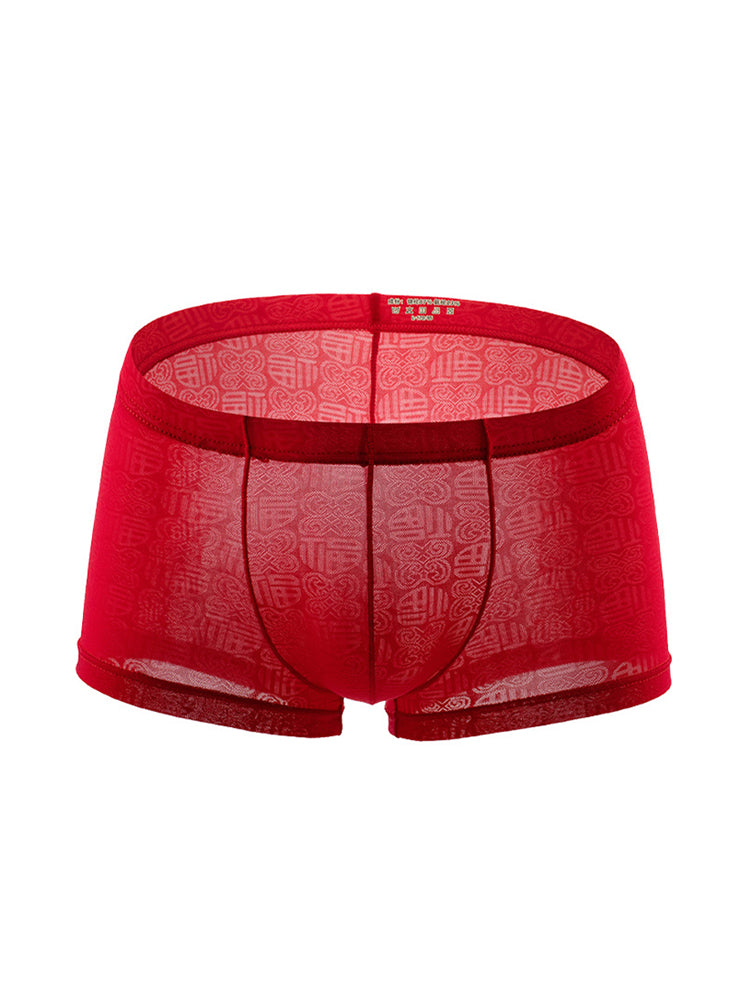 4 Pack Men's Sexy Breathable Jacquard Trunks