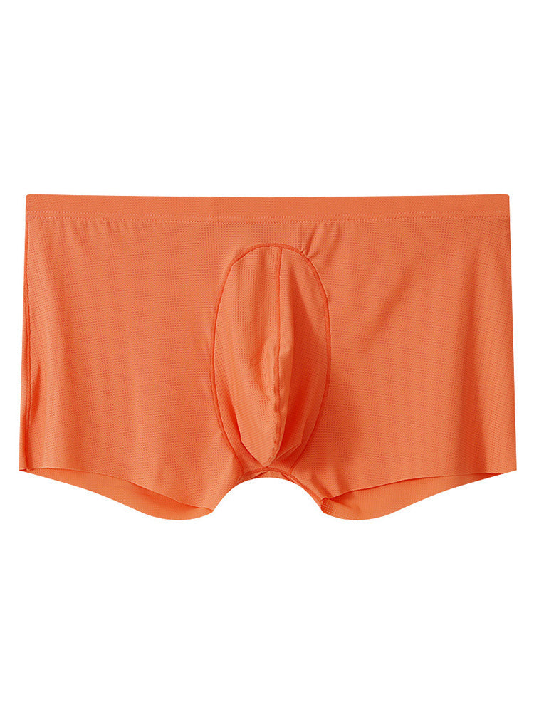 3 Pack Men's Ice Silk Mesh Large Pouch Solid Color Sexy Trunks