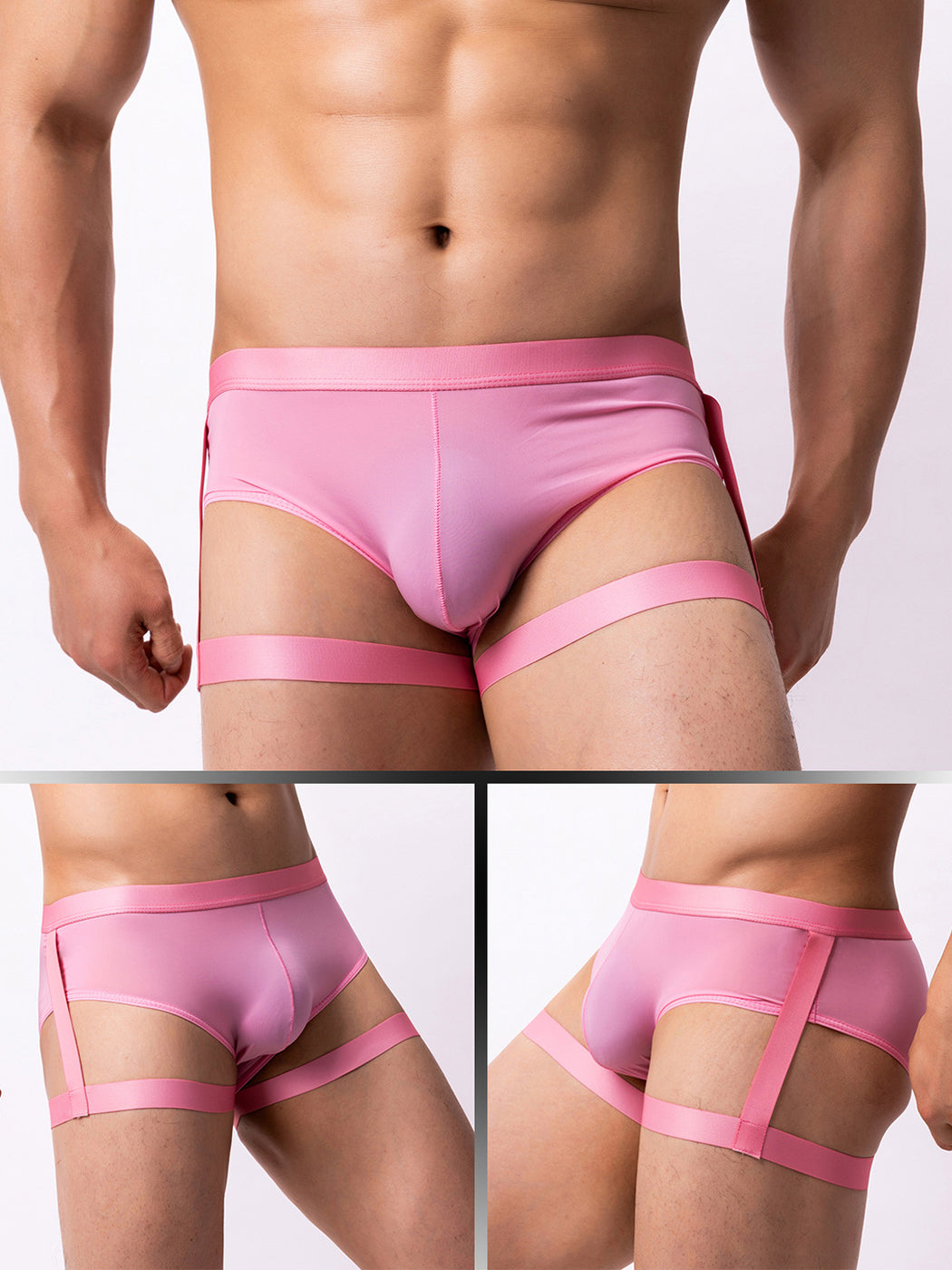Men's Sexy Solid Color Suspender Briefs