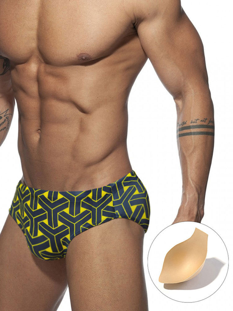 Men's 3D Pouch Printed Fitness Swim Brief