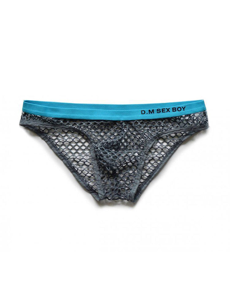 メンズ ローウエスト セクシー ビッグメッシュ 通気性 透明 スポーツブリーフ 3枚組