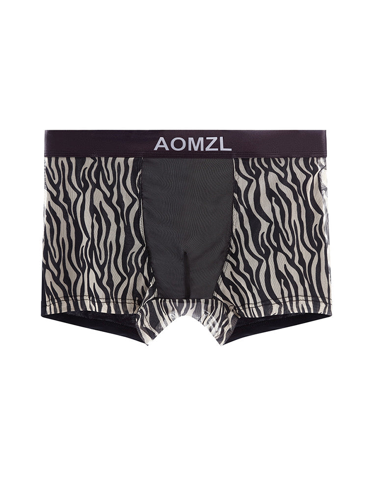 2-pack Men's Leopard Print Sexy Mesh Boxer Briefs