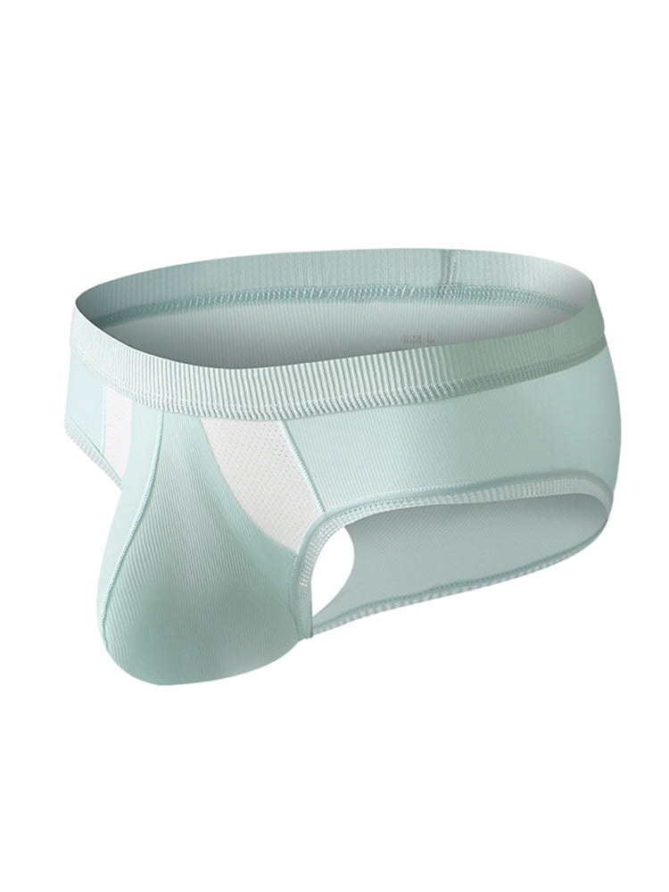 メンズ ローライズ アイスシルク ハイストレッチ Uコンベックス ラージポーチブリーフ 3枚組