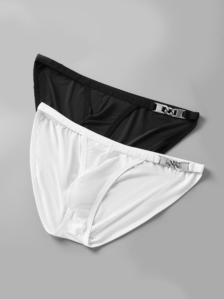 メンズ Uポーチ ローライズ メタルクラスプ 薄型ブリーフ 2枚組