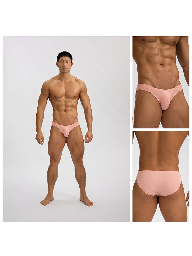 2 Pack Men's Solid Color Low Rise Sweat-Absorbent Large U-Shaped Small Pocket Briefs