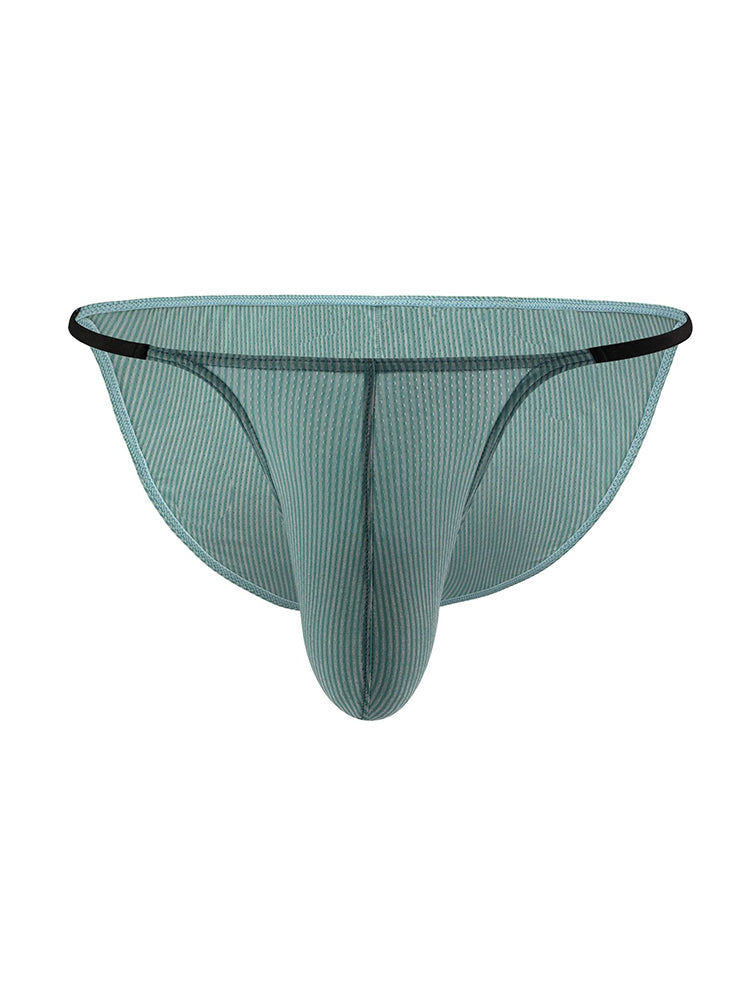 3 Pack Men's Low Rise Striped Camisole Briefs with Raised Pockets