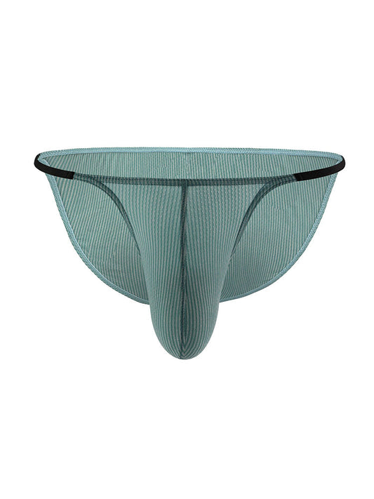 3 Pack Men's Low Rise Striped Camisole Briefs with Raised Pockets