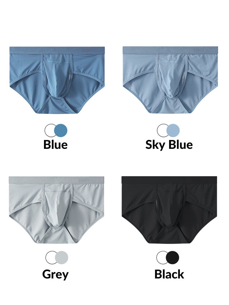 4 Pack Men's Large Pouch Separation Ice Silk Briefs