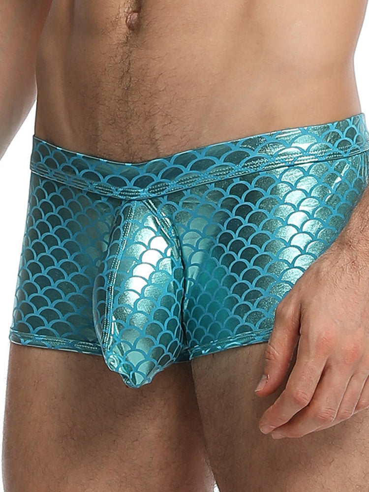 2-pack Men's Fish Scale Sexy Big Pouch Boxer Briefs