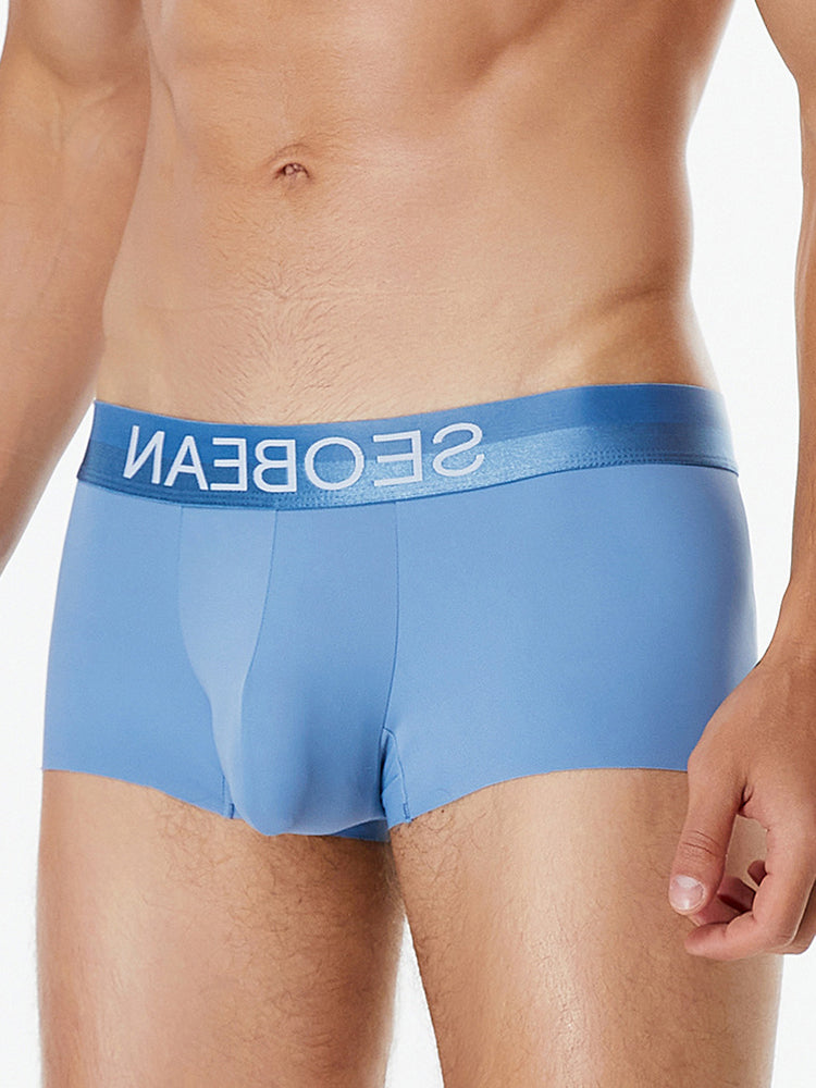 3 Pack Men's  Ice Silk Solid Color Breathable Antibacterial Trunks