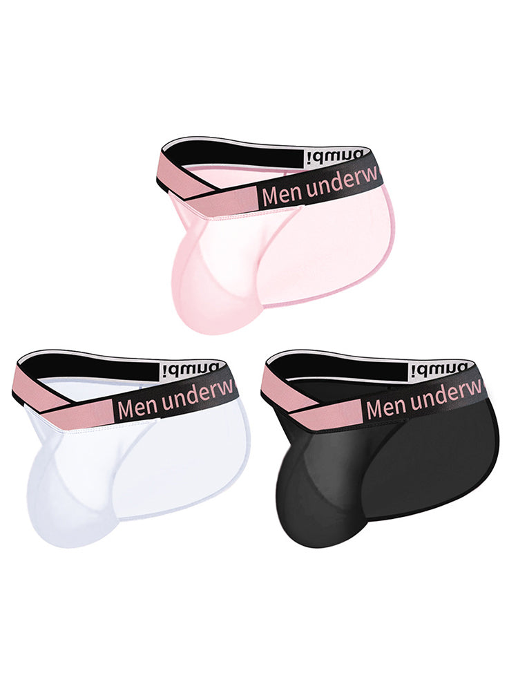 2 Pack Men's Sexy Bikini with See-through Pouch