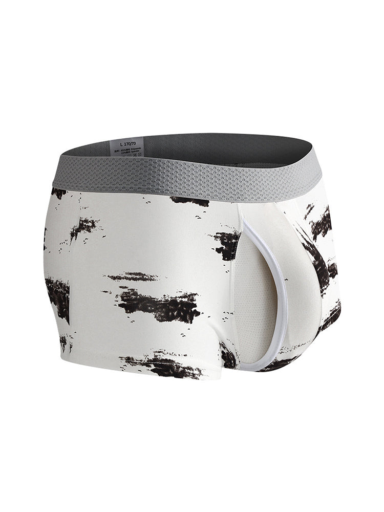 2 Pack Men's U-Pouch Side Vent Printed Trunks