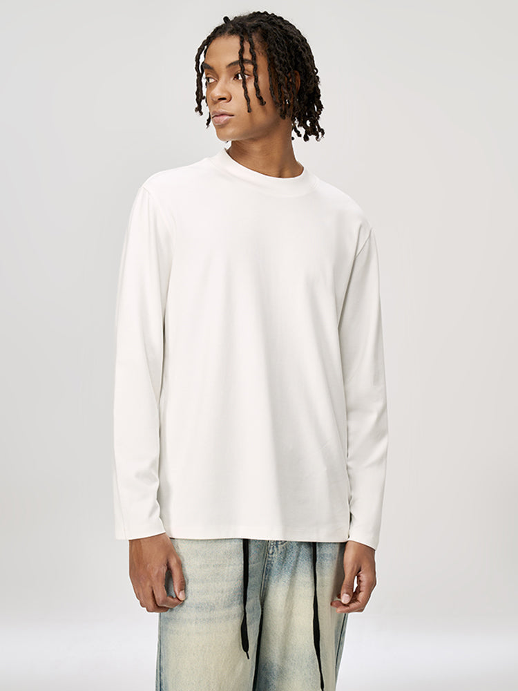 Men's Long-Sleeve Round Neck T-Shirt. Loose and Skin-Friendly Base Layer