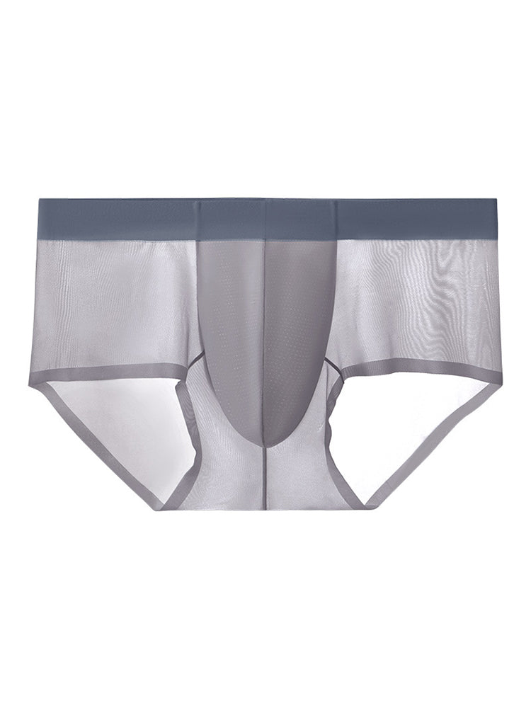 2 Pack Men's Ultra-Thin Ice Silk Breathable Quick-Dry Antibacterial Crotch Briefs