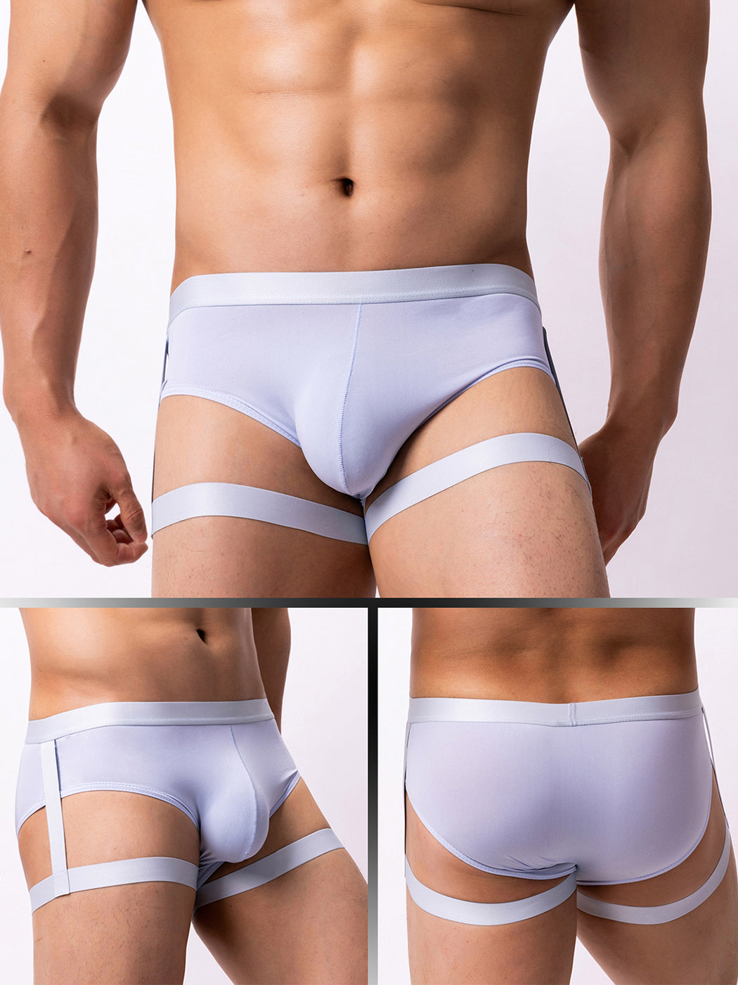 Men's Sexy Solid Color Suspender Briefs