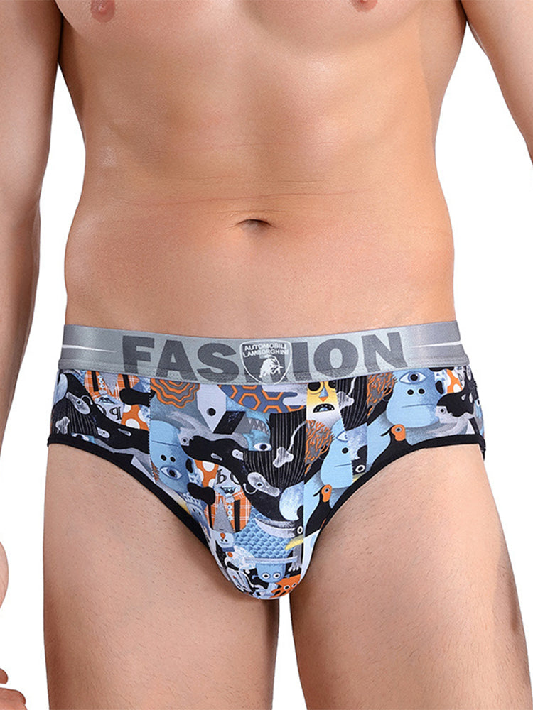 3 Pack Men's Cartoon Modal Printed Briefs And Trunks
