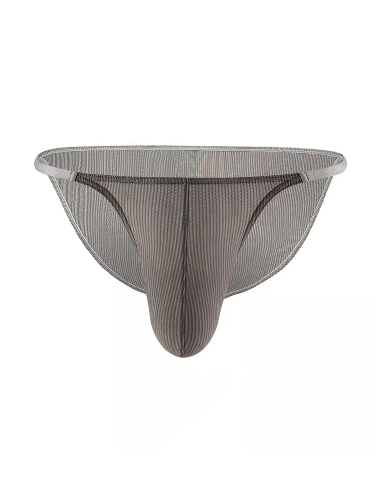 3 Pack Men's Low Rise Striped Camisole Briefs with Raised Pockets