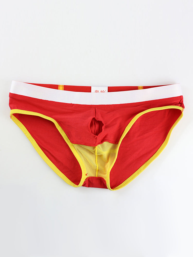 Men's Breathable Cotton Pouch Briefs with Fly