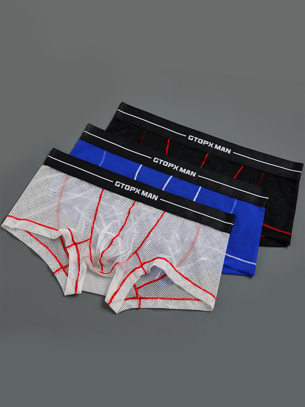 2 Pack Men's Sexy Low-rise Transparent Mesh Trunks