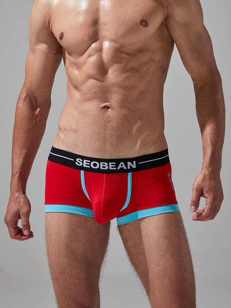 2 Pack Men's Stretch Cotton Breathable Colourway Contrast Trunks