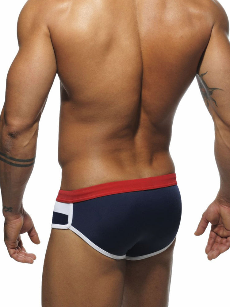 Men's Nautical Stripe Swim Briefs with Removable Pad