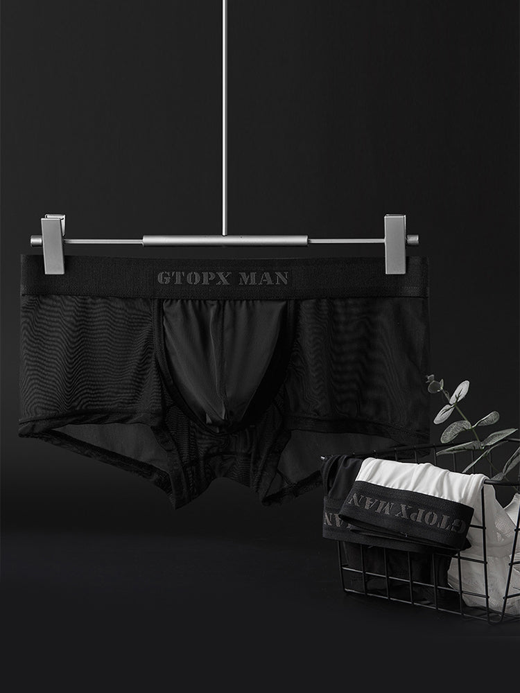 2-Pack Men's Breathable Mesh Ice Silk U-convex Low Waist Boxer Briefs