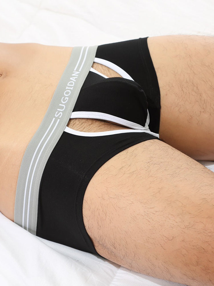 3 Pack Men's Sexy Cutout Trunks with Lift-up Pouch