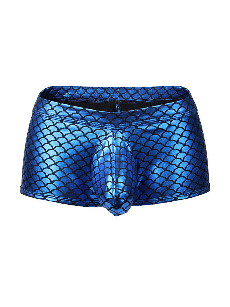 2-pack Men's Fish Scale Sexy Big Pouch Boxer Briefs